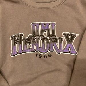 Jimmy Hendrix 1968 Tan Brown Long Sleeve Purple Black Graphic Sweatshirt Large